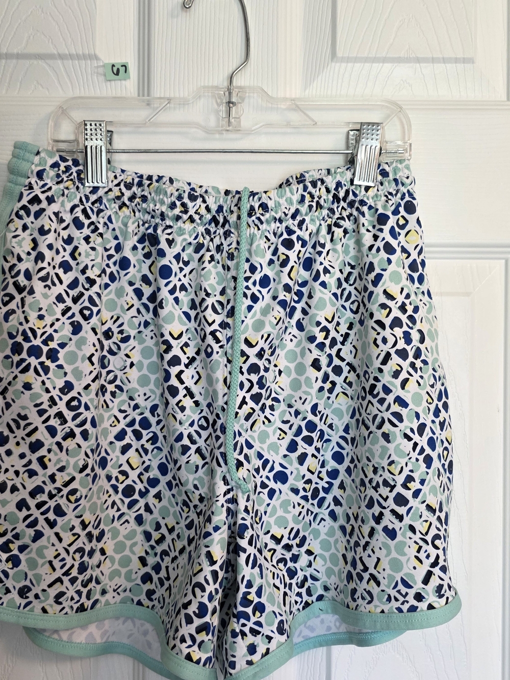 ZELOS Navy, Mint & White Patterned Active Shorts